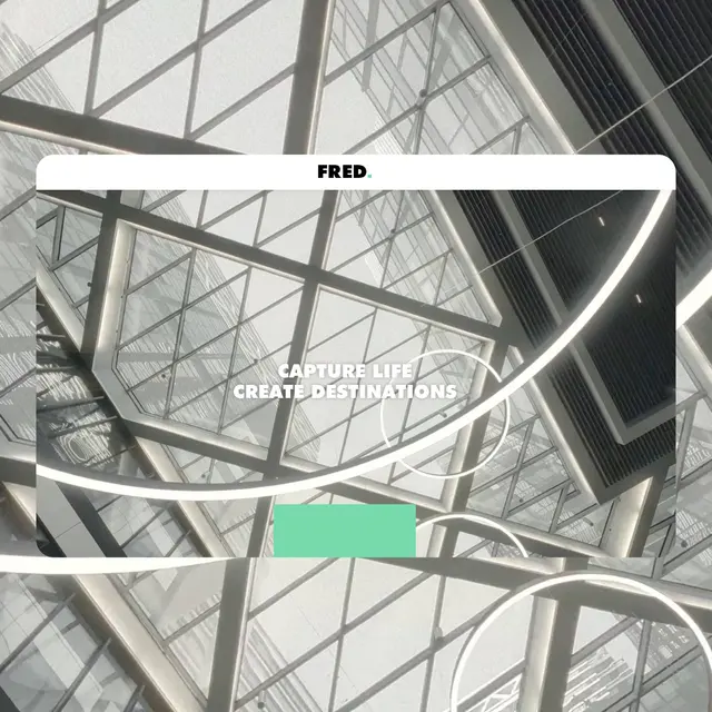 Websiteontwerp voor FRED met de boodschap Capture Life Create Destinations