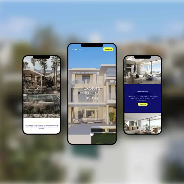 Mobiel websiteontwerp voor REPP Luxury met exclusieve villa's