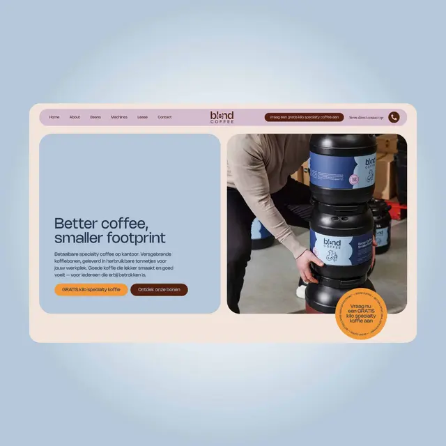 Websiteontwerp voor Blend Coffee en duurzame koffie op kantoor